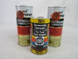 Lot (3) Vintage Outboard / Snowmobile Metal Oil Cans