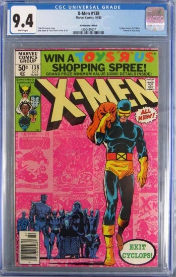 X-Men #138 (1980) Bronze Age Newsstand/ Key Cyclops Leaves CGC 9.4