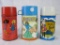(3) Vintage Thermos' for Metal Lunchboxes- Pussycats, Disco, Barbie