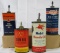 (4) Antique Handy Oiler Oil Cans- All Lead Tops- All-State, Mobil, Firestone, Winchester