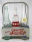 Antique Pepsi Cola (Double Dot) Metal 6 Pack Carrier with 3 Old Soda Bottles
