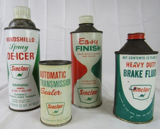 Lot (4) Vintage Sinclair Gas & Oil Related Metal Cans