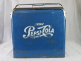 Antique Progressive Refrigerator Co. Pepsi Cola Embossed Metal Chest Cooler