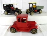 Lot (3) Antique Japan Tin Friction Old Tim Jalopys/ Cars