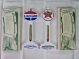 (2) Vintage 1960's/70's Plastic Advertising Thermometers- Standard Oil & Texaco- MIB/ Both SAMPLES
