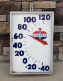 Vintage Standard Oil Glass & Aluminum Advertising Thermometer 15 x 22