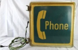 Vintage Bell Telephones Dbl. Sided Lighted 
