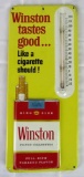 Vintage Winston Cigarettes Embossed Metal Advertising Thermometer