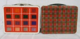 Lot (2) Vintage Ohio Art Red Plaid Metal Lunch Boxes