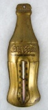 Antique Original Coca Cola Embossed Metal Bottle Advertising Thermometer
