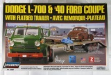 Lindberg 1:25 Scale Model Kit Boxed Set- Dodge L-700 Flatbed & 40 Ford Coupe