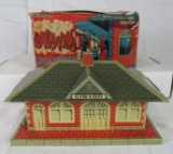 Antique Marx Girard O Scale Tin-Plate Whistling Train Station