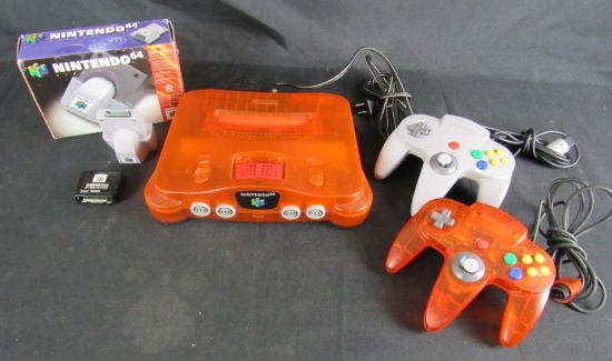 Nintendo 64 Orange, 2 Controllers, Rumble Pak & Jumper Pak