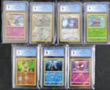 Lot (7) Pokemon Reverse Holo Cards All Graded CGC 9 MINT