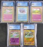 Lot (5) Pokemon Reverse Holo Cards All Graded CGC 9.5 Gem Mint