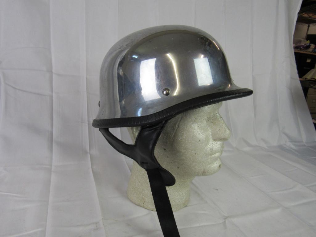 chrome dot motorcycle helmet Retro Open Face Half Men Women Approved German Style ABS Shell Vintage Mirror Silver Motorbike Helmets for Scooter Moped Cap Street Cruiser Jet Style (Small) : Automotive Made from High Impact ABS Plastic which is the Standard Material in the DOT Certified Helmet Industry Daytona Skull Cap Guns Half