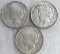 Lot (3) 1922-P,D, & S US Peace 90% Silver Dollars