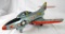 Excellent Vintage Japan Tin Friction Grumman F9F-8 US Navy Fighter Plane 12