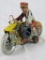 Antique 1930's Marx Tin Wind-Up Police Motorcycle and Rider 8.5