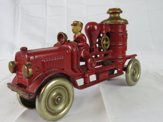 Antique Hubley Cast Iron Fire Pumper Truck 8"
