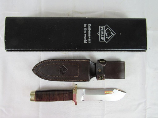 Puma IP 2004 Leather Hunter Fixed Blade Knife 10.5" in Scabbard & Box