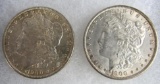 Lot (2) US Morgan 90% Silver Dollars. 1900 P & O