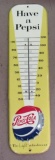 Excellent Antique 1958 Dated Pepsi Cola Embossed Metal Advertising Thermometer