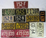 Lot (14) Antique License Plates 1920's, 30's, 40's, 50's, 60's