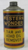 Antique Western Wonder Tar & Road Oil Remover Metal Cone-Top Can