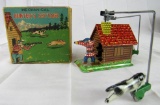Antique KTS Japan Tin Wind-Up Hunter Cottage Toy MIB