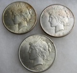 Lot (3) 1925-P US Peace 90% Silver Dollars
