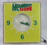 Vintage Mountain Dew Soda Lighted Advertising Clock 15 x 16