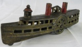 Antique Cast Iron Paddle-Wheel Boat Still Bank