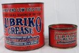 (2) Antique Lubriko Metal Grease Cans 1lb & 5lb.