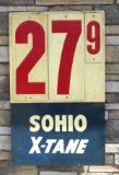 Excellent Vintage Sohio X-Tane Metal Gas Station Price Numbers Sign