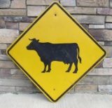 Rare Vintage Cattle Crossing Road Sign 41 x 41