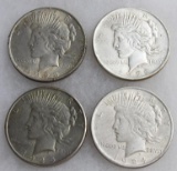 Lot (4) 1922, 23, 24, & 25-P US Peace 90% Silver Dollars