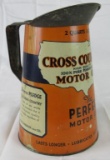 Antique Cross Country Motor Oil 2 Quart Metal Oil Pitcher