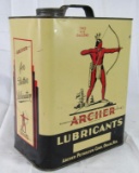 Excellent Antique Archer Motor Oil 2 Gallon Metal Can- Great Graphics!