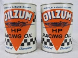 (2) Vintage Oilzum HP Racing Motor Oil Quart Cans Full NOS
