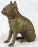 Excellent Antique Seated Bulldog Cast Iron Still Coin Bank