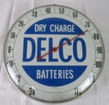 Antique Delco Dry Charge Batteries Advertising Glass Bubble Thermometer