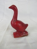 Antique Red Goose Shoes Advertising Chalkware Statue 4.75
