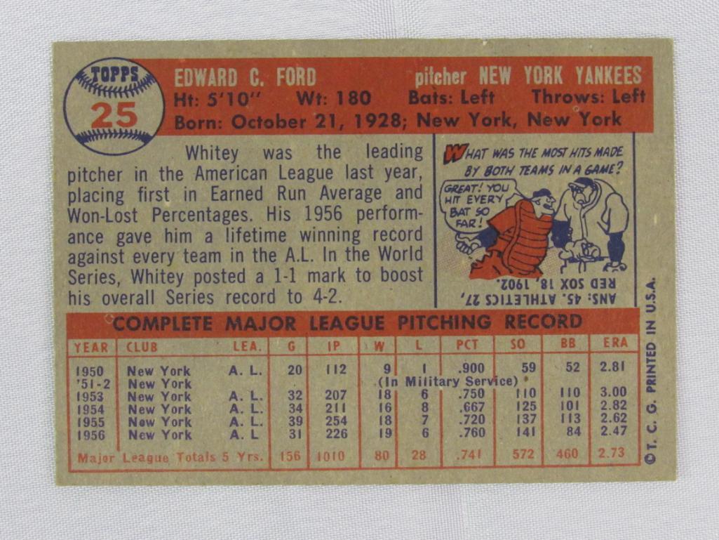 1957 Topps #25 Whitey Ford New York Yankees Baseball Card EX