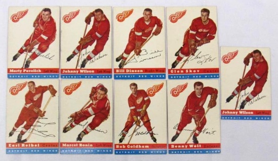 Lot (9) 1954-55 Topps Hockey- All Detroit Red Wings