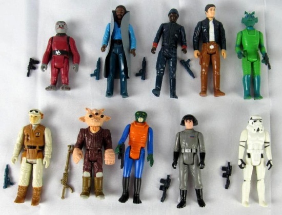 Lot (10) Vintage 1970's/80's Kenner Star Wars Figures- ALL Complete/ High Grade