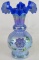 Fenton Glass Messenger Series Hand Painted Blue Opalescent Iridized 8