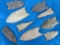 Lot (9) Authentic Native American Arrowheads & Spearpoints Paleo Artifacts