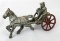 Antique Kenton or Hubley Cast Iron Horse w/ Sulkey Racing Toy