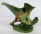 Antique 1941 Roseville Pottery #155-8 Green Bushberry Double Cornucopia Vase
